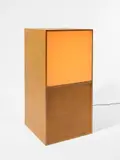 Standard Universal: 265 (Blue) by Angela Bulloch, Um 2000, 2-teilige Lichtinstallation: Gewachstes Birkenholz, Aluminium, Weißglas, Diffusionsfolie und RGB-Beleuchtungssystem, sold Sep 2025