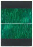 Green Structure by Frank Gerritz, 2009, Öl-Wachsstift auf bedrucktem Papier (2-teilig), im Original-Rahmen, sold Sep 2025