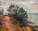 Sentier du littoral méditerranéen by Jean Miscelas Peske, Huile sur panneau, sold Sep 2016