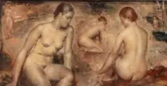 Baigneuses by Grigory Gluckmann, Huile sur panneau, sold Sep 2016