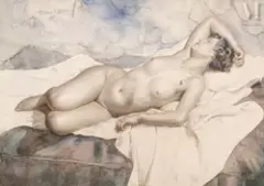 Nu allongé à l'émeraude by Lev Tchistovsky, Aquarelle sur papier, sold Sep 2016