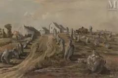 Les alignements du Menec by Léonid Berman, Huile sur toile, sold Sep 2016