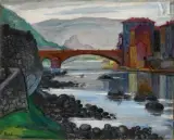 Le vieux pont à Foix (Ariège) by Jean Miscelas Peske, 1920, Huile sur toile, sold Sep 2016