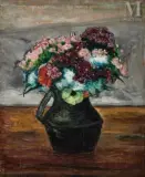 Bouquet d'œillets de poète by Jean Miscelas Peske, Huile sur panneau, sold Sep 2016