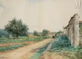 Le chemin à Marlotte by Auguste Allongé, Aquarelle, sold Sep 2016