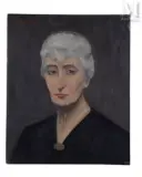 Portrait de femme aux cheveux blancs by Pierre Abadie-Landel, Huile sur panneau, sold Sep 2016