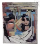 Double visage by Pierre Abadie-Landel, Huile sur toile, sold Sep 2016