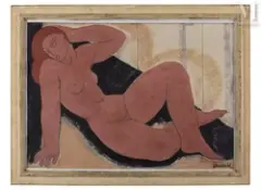 Composition by Pierre Abadie-Landel, Gouache sur papier marouflé sur carton, sold Sep 2016