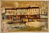 Bateau sur le fleuve by Sylvain Vigny, Huile sur toile, sold Sep 2016