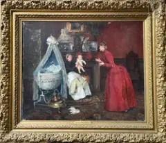 Intérieur de Salon by Adrien Bonnefoy, Huile sur toile, sold Sep 2016