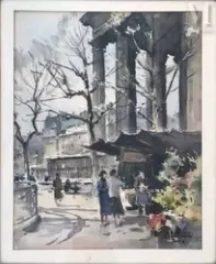 Paris, La Madeleine by Henri Bouvrie, Aquarelle sur papier, sold Sep 2016