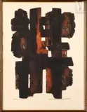 Eau-forte IX by Pierre Soulages, 1957, Eau-forte sur vélin de Rives, épreuve d'artiste, sold Sep 2011