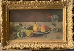Composition aux poires et au verre by Roland Oudot, Huile sur toile d'origine, sold Sep 2011