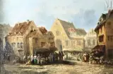 Scène de marché by Leonard Saurfelt, Huile sur toile, sold Jul 2011