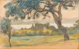 Paysage côtier by Henri Person, Pastel, sold Jul 2011