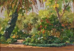 Le jardin d'Essai à Alger by Eugène Deshayes, Huile sur panneau une planche non parqueté, sold Jul 2011