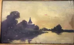 Bord de rivière by Hippolyte Jacques Delpy, Huile sur bois, sold Jul 2011