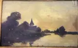 Bord de rivière by Hippolyte Jacques Delpy, Huile sur bois, sold Jul 2011