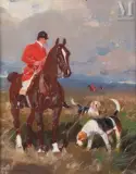 Veneur et ses chiens by René Pierre Charles Princeteau, Huile sur panneau une planche non parqueté, sold Mar 2010