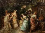 Assemblée de femmes dans un parc by Adolphe Joseph Thomas Monticelli, Huile sur panneau, sold Mar 2010
