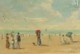 Villers sur Mer by Charles François Pécrus, Huile sur toile d'origine, sold Mar 2010