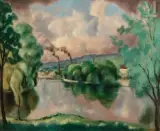 Bords de rivière by Hans Ekegårdh, Huile sur panneau, sold Mar 2010
