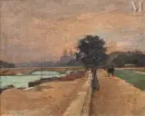 Promenade sur les quais by Jules Ernest Renoux, Huile sur panneau une planche non parqueté, sold Mar 2010