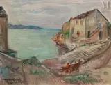 Cabanon en bords de mer by Charles Camoin, Huile sur panneau, sold Mar 2010