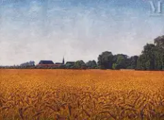 Paysage by Gustave Cariot, Huile sur toile d'origine, sold Mar 2010