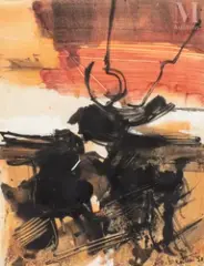 Composition by Gianni Bertini, 1958, Gouache sur papier, sold Mar 2010