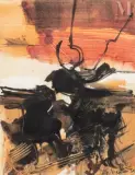 Composition by Gianni Bertini, 1958, Gouache sur papier, sold Mar 2010