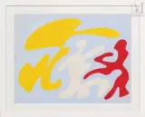 Composition by Geneviève Claisse, 1955, Gouache sur papier, sold Mar 2010