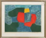 Composition verte, bleue, rouge et jaune by Serge Poliakoff, 1968, Eau forte et aquatinte en couleurs sur Arches, épreuve, sold Mar 2010