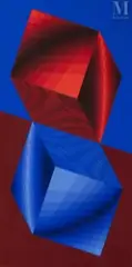 Bikub by Victor Vasarely, 1972, Acrylique sur toile, sold Mar 2010