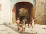Les enfants dans la Médina by Alfred Chataud, Huile sur toile, sold Oct 2026