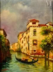 Un canal à Venise by Luigi Lanza, Huile sur panneau, sold Oct 2026