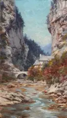Paysage de rivière (Chartreuse) by Charles Bertier, Huile sur carton, sold Oct 2026