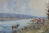 Scène de chasse à courre en forêt de Rambouillet by Karl Reille, Gouache, sold Jun 2026