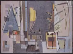 Composition, circa 1948 by Geer van Velde, Huile sur toile, sold Jun 2026