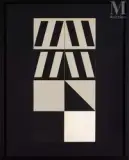 Keiho positif, circa 1965 by Victor Vasarely, Collage de cartons et annotations au stylo sur papier, sold Jun 2026