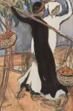Les porteuses de fruits by Joseph Gilardoni, Crayon gras, lavis et gouache sur papier, sold Jun 2026