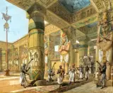 Arrivée du Pharaon au temple - Egypte antique by Philippe Chaperon, 1903, Gouache sur papier, sold Apr 2026