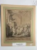 Le pape prêchant en chair devant une assemblée d’évêques et de fidèles by Jacques de Sève, Crayon noir, estompe et rehauts de craie blanche, sold Jan 2026