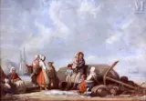 Le retour des pêcheurs by Auguste Delacroix, Aquarelle sur papier, sold Dec 2025
