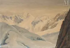 Reflets de la glace sur le Mont tondu by Ange Abrate, Huile sur panneau, sold Dec 2025