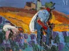 Moissonneurs by Pierre Ambrogiani, Huile sur toile d'origine, sold Dec 2025
