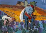 Moissonneurs by Pierre Ambrogiani, Huile sur toile d'origine, sold Dec 2025