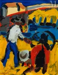 Torreador by Pierre Ambrogiani, Huile sur panneau bois, sold Dec 2025