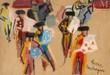 Les toréadors by Pierre Ambrogiani, Huile sur toile d'origine, sold Dec 2025