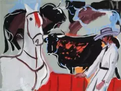Manadier, Taureaux et cheval by Pierre Ambrogiani, Gouache, sold Dec 2025